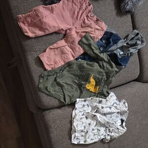 Baby Outfit Set - Olive Green Bodysuit with Pink Pants